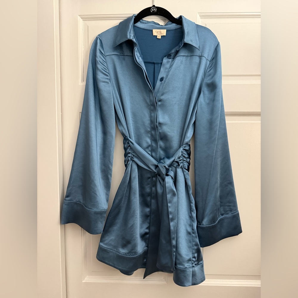 Camila Coelho Blue Satin Mini Dress - Picture 2 of 6